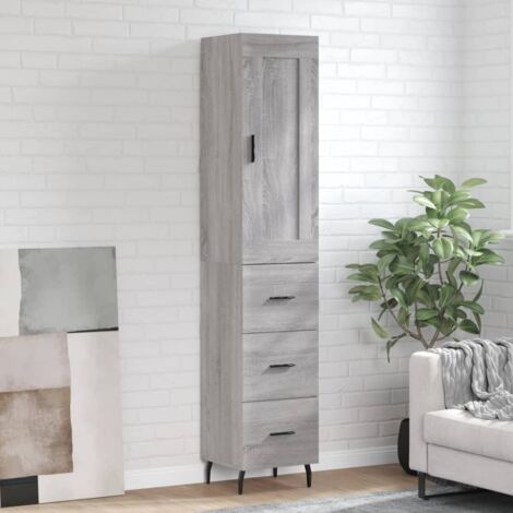 Buffet de Salon,Buffet Commode industriel haut Sonoma gris 34,5x34x180 cm Bois d'ingénierie -QS47374