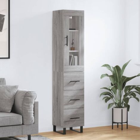 Buffet de Salon,Buffet Commode industriel haut Sonoma gris 34,5x34x180 cm Bois d'ingénierie -QS51932
