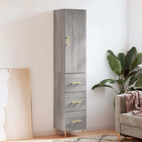 Buffet de Salon,Buffet Commode industriel haut Sonoma gris 34,5x34x180 cm Bois d'ingénierie -QS52689