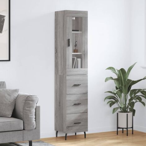 Buffet de Salon,Buffet Commode industriel haut Sonoma gris 34,5x34x180 cm Bois d'ingénierie -QS52980
