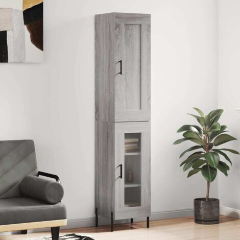 Buffet de Salon,Buffet Commode industriel haut Sonoma gris 34,5x34x180 cm Bois d'ingénierie -QS87772