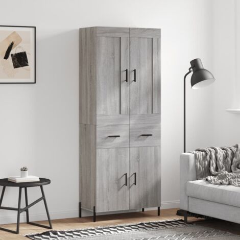 Buffet de Salon,Buffet Commode industriel haut Sonoma gris 69,5x34x180 cm Bois d'ingénierie -QS11970