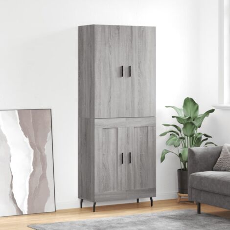 Buffet de Salon,Buffet Commode industriel haut Sonoma gris 69,5x34x180 cm Bois d'ingénierie -QS30473