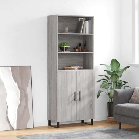Buffet de Salon,Buffet Commode industriel haut Sonoma gris 69,5x34x180 cm Bois d'ingénierie -QS56287