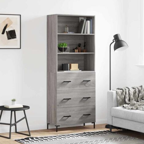 Buffet de Salon,Buffet Commode industriel haut Sonoma gris 69,5x34x180 cm Bois d'ingénierie -QS77609