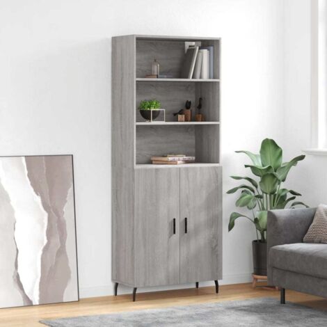 Buffet de Salon,Buffet Commode industriel haut Sonoma gris 69,5x34x180 cm Bois d'ingénierie -QS88337