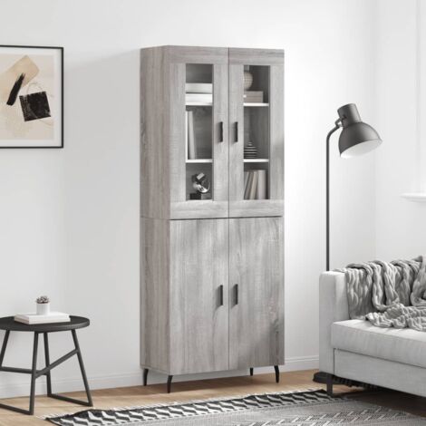 Buffet de Salon,Buffet Commode industriel haut Sonoma gris 69,5x34x180 cm Bois d'ingénierie -QS96782