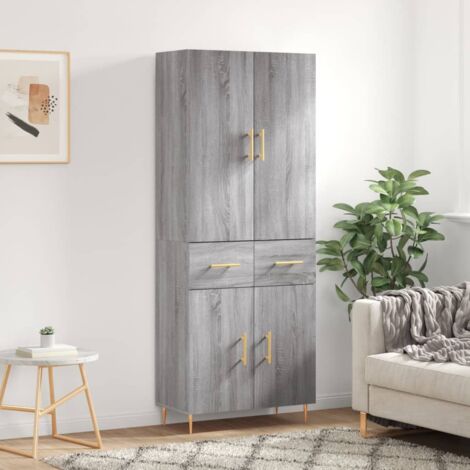 Buffet de Salon,Buffet Commode industriel haut Sonoma gris 69,5x34x180 cm Bois d'ingénierie -QS98517