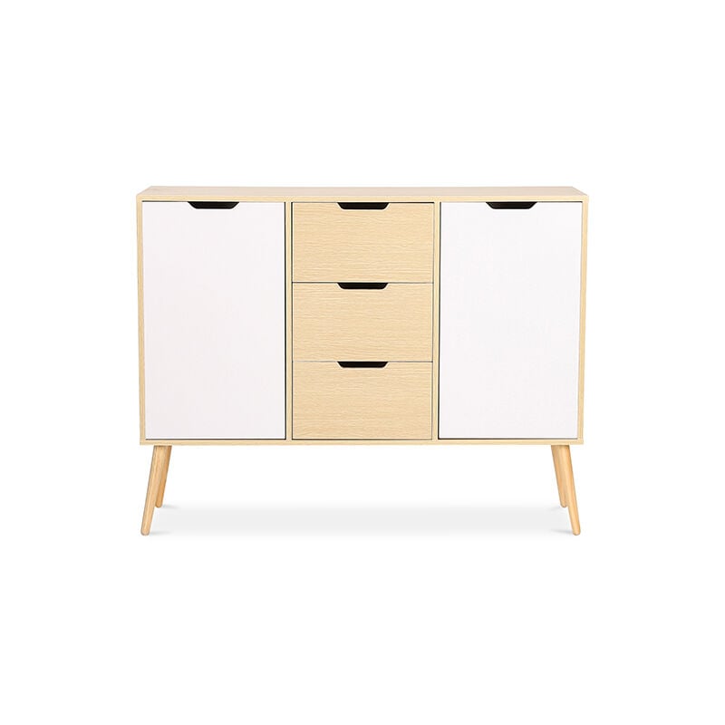 Privatefloor - Buffet en Bois - Design Scandinave - 3 tiroirs - Roger Bois naturel
