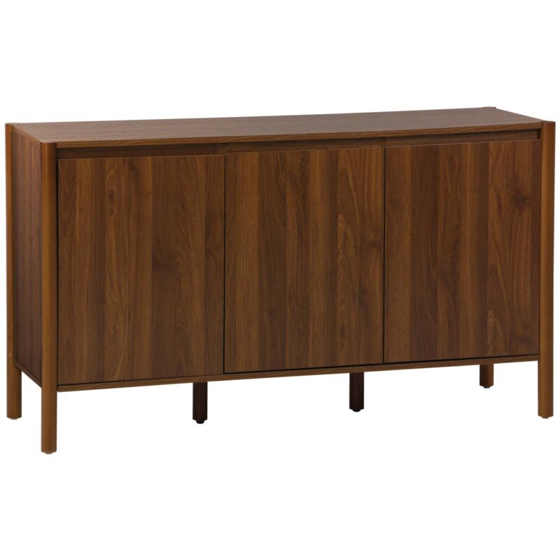 Buffet décor bois 3 portes noyer - 140 x 42 x 78.5 cm - Harmony