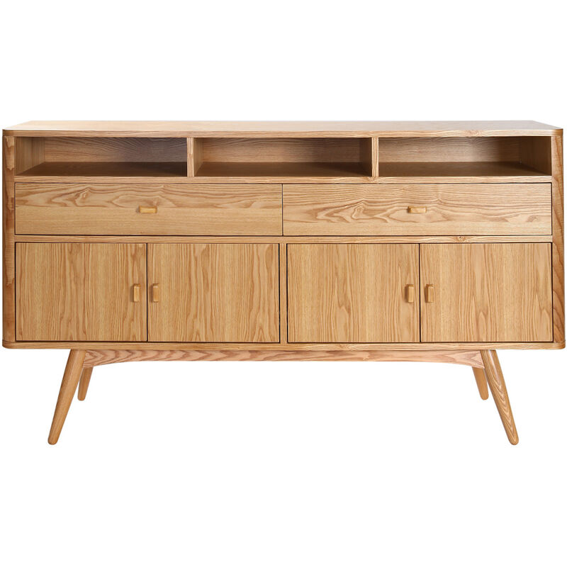 Miliboo - Buffet vintage en bois clair 4 portes 2 tiroirs L160 cm nordeco