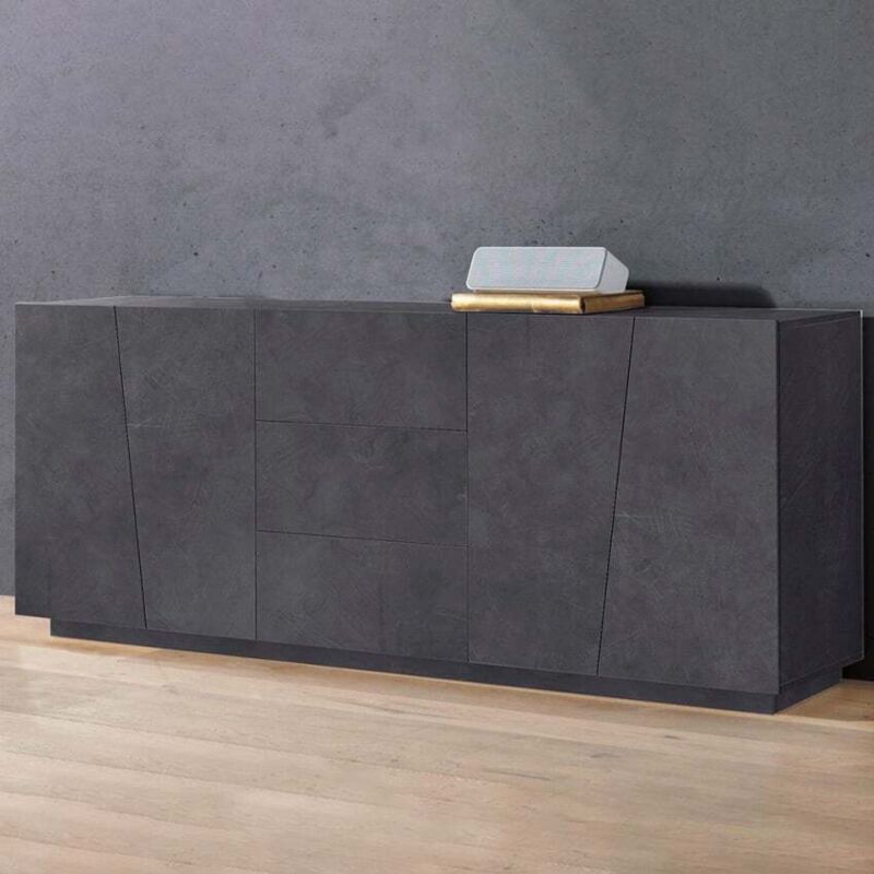 Buffet de salon 220cm 2 placards 3 Tiroirs Design Ardoise Vega Side Buffet de salon 220cm 2 placards 3 Tiroirs Design Ardoise Vega Side