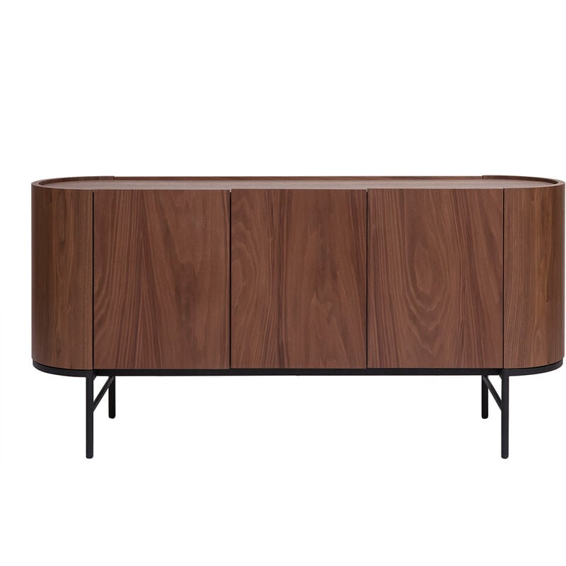 Miliboo - Buffet design bois foncé noyer et métal noir 3 portes L160 cm skye