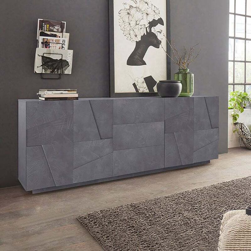 Ahd Amazing Home Design – Buffet en bois 220 cm couleur ardoise – 4 portes battantes – 3 tiroirs avec ouverture push to open – Design moderne Made in Ahd Amazing Home Design – Buffet en bois 220 cm couleur ardoise – 4 portes battantes – 3 tiroirs avec ouverture push to open – Design moderne Made in