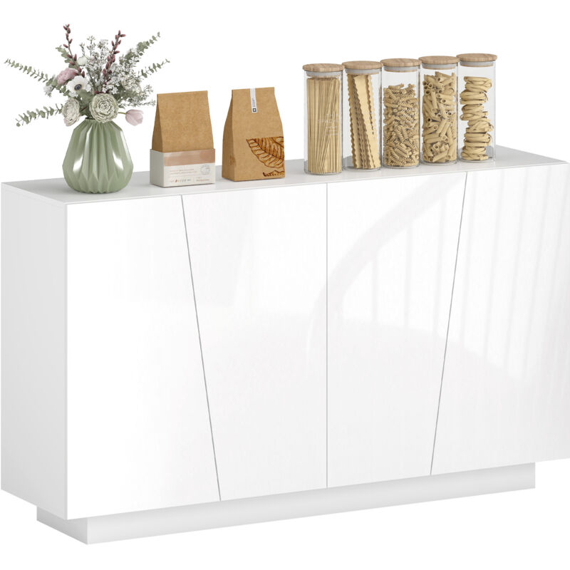 HOMCOM Buffet, mueble de almacenaje con puerta doble geométrica y estante ajustable, estilo moderno, b