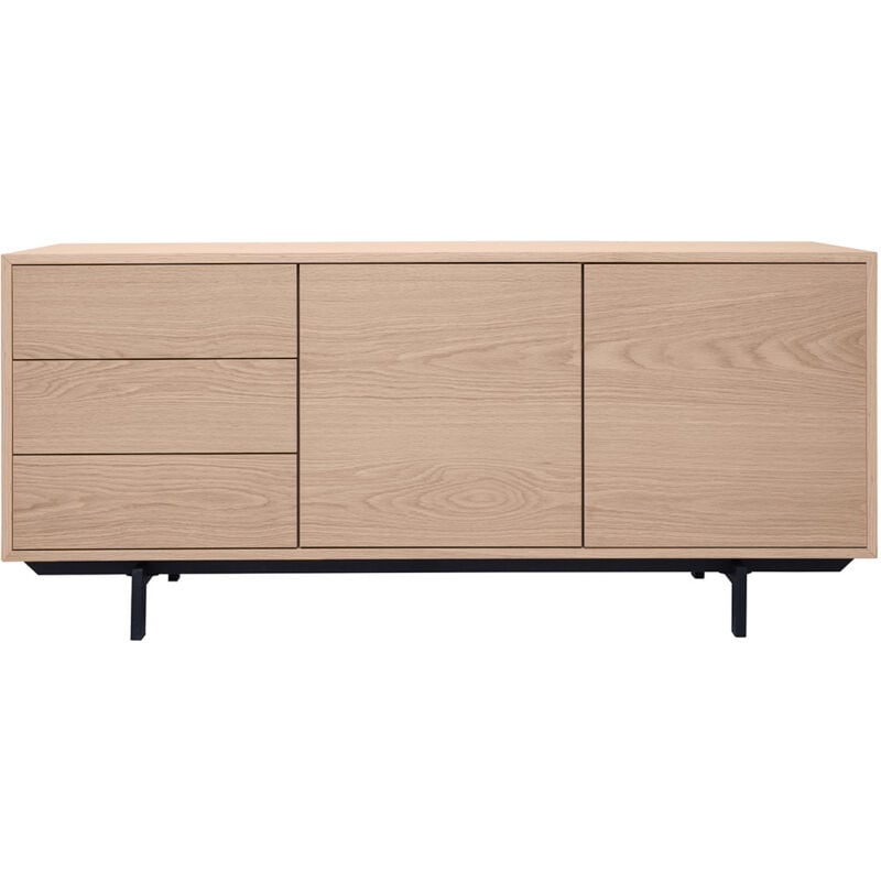 Miliboo - Buffet vintage finition bois chêne 2 portes 3 tiroirs L160 cm manny