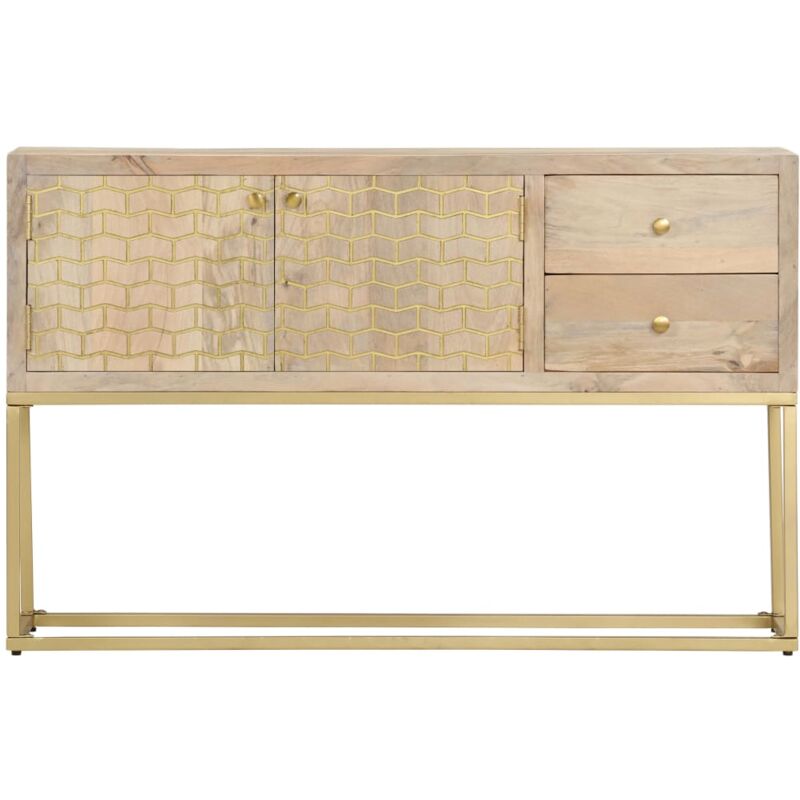 Vidaxl - buffet doré 120x30x75 cm bois de manguier massif