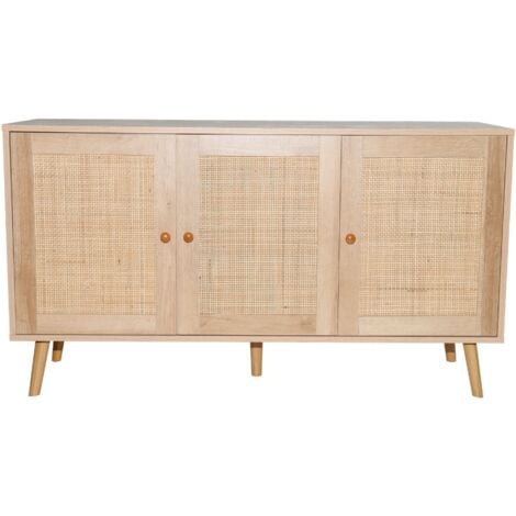 CONCEPT-USINE Buffet effet bois et cannage 3 portes 120 cm CANGE