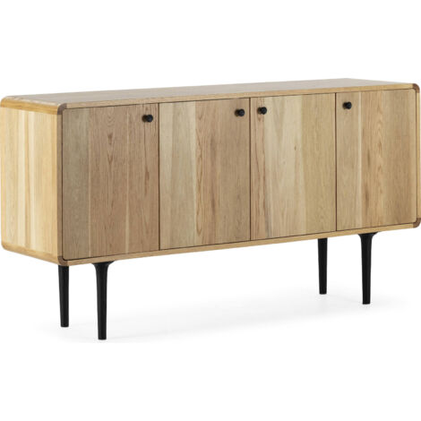 Buffet élégant Chêne et Métal Naturel/Noir - Chêne naturel avec finitions métal noir