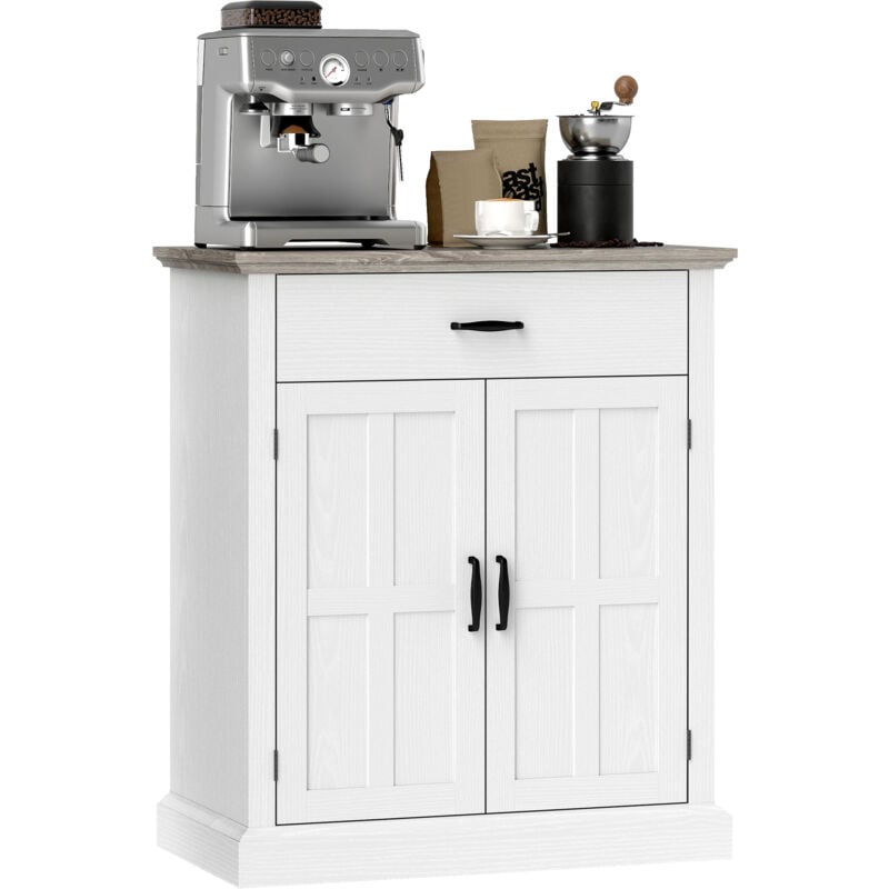 Homcom - Buffet élément bas style classique chic - 2 portes, étagère, tiroir - dim. 75 x 40 x 91 cm - blanc effet bois clair