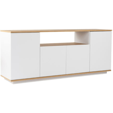 Buffet en bois "Arista" - 180 x 44.5 x 75 cm - Blanc / Chêne Cadiz