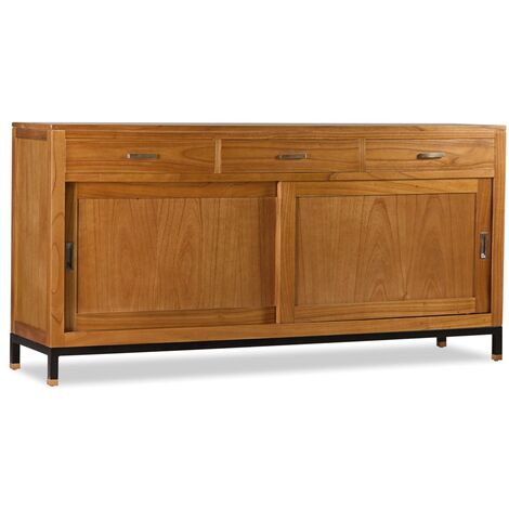 Buffet en bois clair massif de Mindy 2 portes coulissantes 3 tiroirs Zandhu 180cm