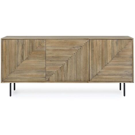 Buffet en bois de manguier 3 portes et pieds métal noir L180 - MANAUS