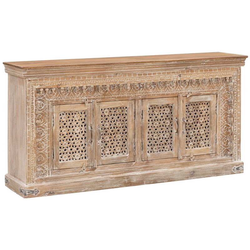 Buffet en bois de manguier blanchi 4 portes Alambia 180cm Buffet en bois de manguier blanchi 4 portes Alambia 180cm