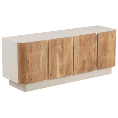 Buffet en bois de manguier blanchi et portes en acacia Mary