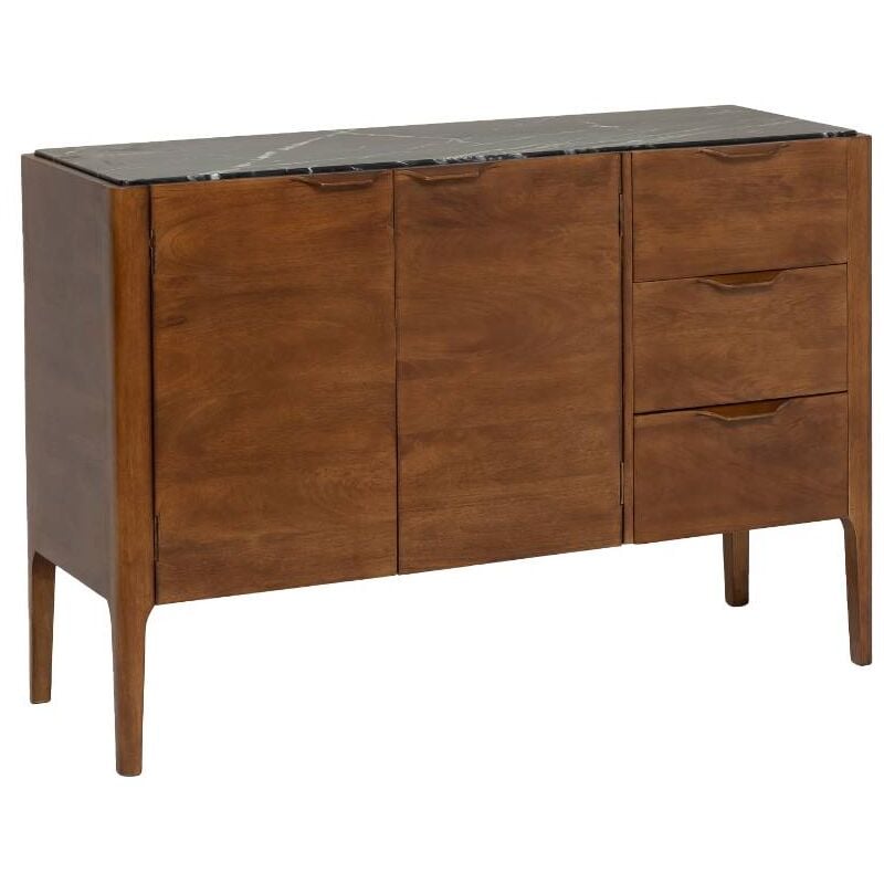 Buffet en bois de manguier et marbre noir Roch