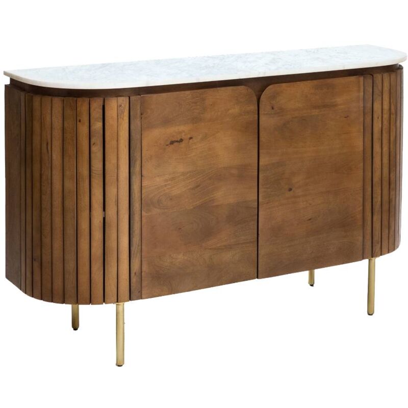 Buffet en bois de manguier et marbre Sienne