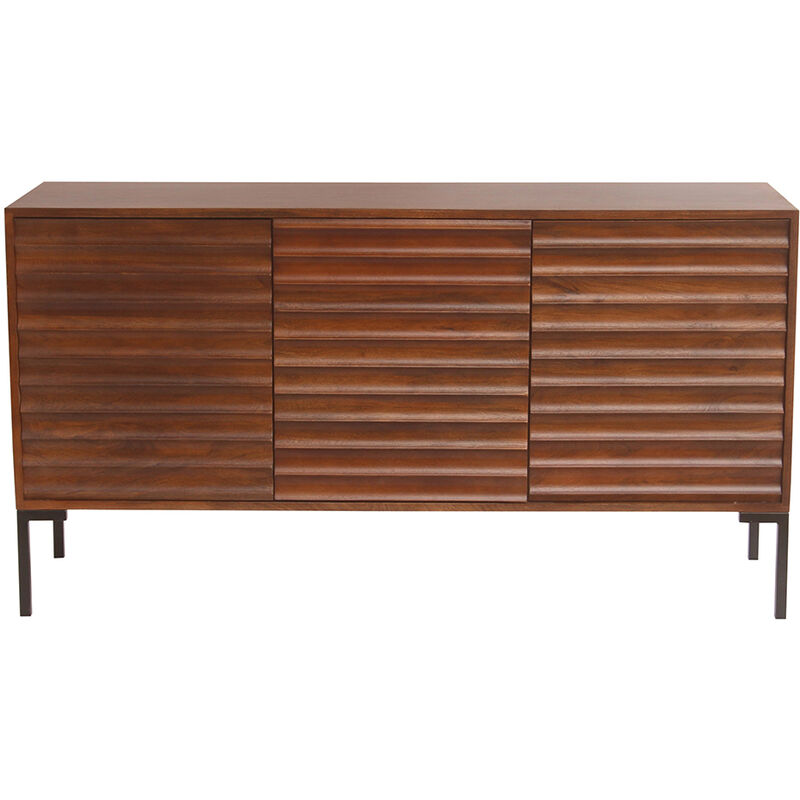 Miliboo - Buffet en bois foncé manguier massif et métal noir 3 portes L140 cm onda