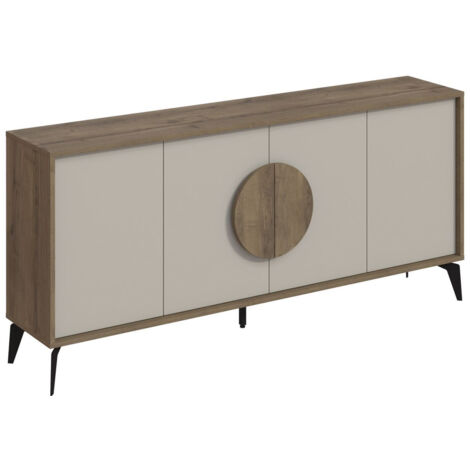 Buffet en bois "Gora Wide" - 180 x 36 x 82 cm - Crème