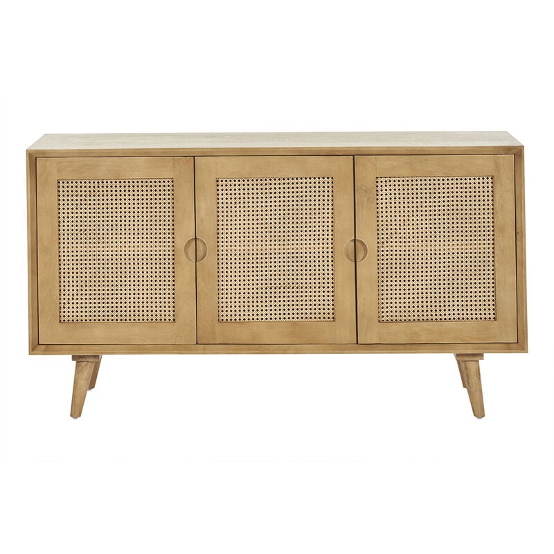 Miliboo - Buffet en bois manguier et cannage rotin 3 portes L145 cm laka