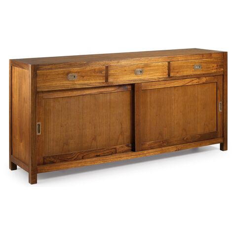 Buffet en bois massif de Mindy 2 portes coulissantes 3 tiroirs Orka 180cm