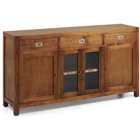 Buffet en bois massif de Mindy 4 portes 3 tiroirs Orka 160cm