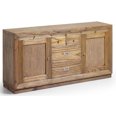Buffet en bois massif de Mindy naturel 2 portes 4 tiroirs Mazari 160cm