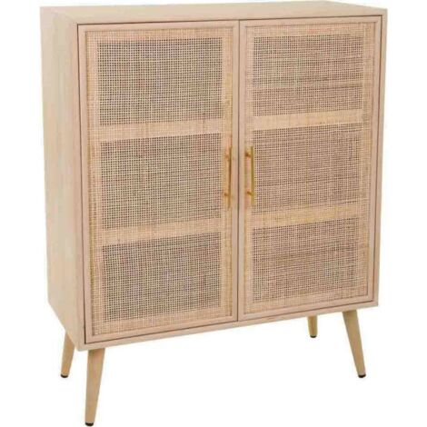 Buffet en bois naturel et cannage esprit scandinave - Naturel bois clair et cannage