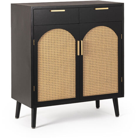 Buffet en bois noir style vintage 80x40x92 Josine YES