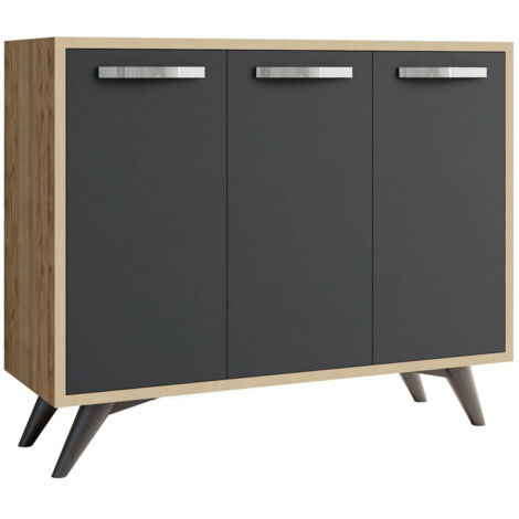 Buffet en bois "Piffa" - 100 x 35 x 82 cm - Gris anthracite