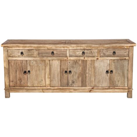 Buffet en bois recyclé 3 portes et 4 tiroirs - Mastic