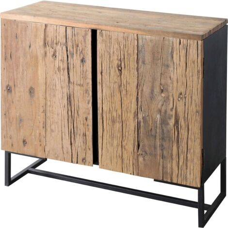 buffet en bois recyclé et métal style naturel et industriel - bois naturel et métal noir