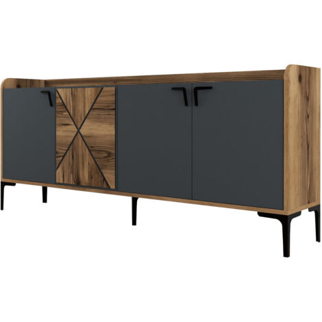 Buffet en bois "Venedik" - 180 x 35 x 78 cm - Gris anthracite