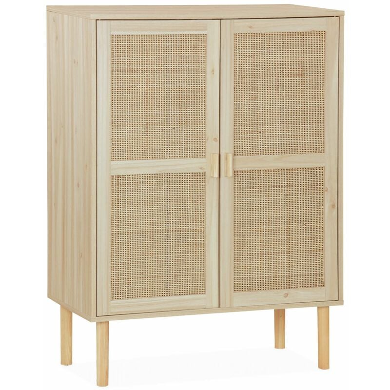 Buffet en cannage - Camargue - décor bois et cannage. 2 portes. buffet haut. vaisselier. l 80 x l 40 x H110cm