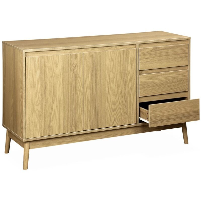 Buffet en décor bois 2 portes et 3 tiroirs. buffet bas. l 120 x l 39 h 76cm - Dune