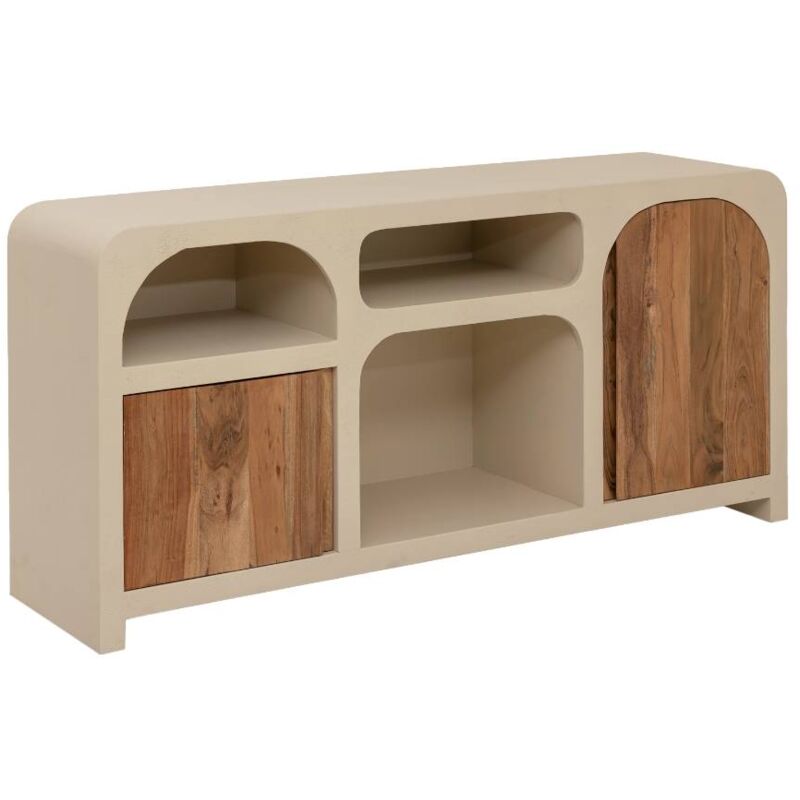 Buffet en mdf effet béton et bois d'acacia Dalva