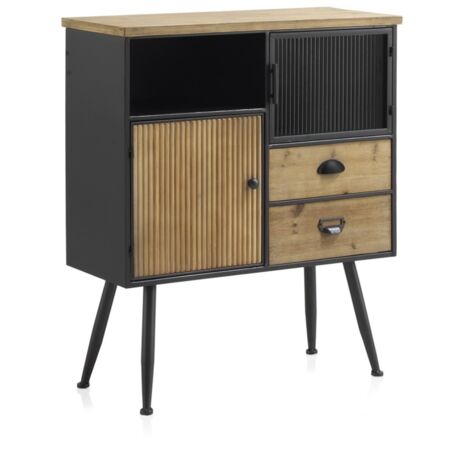 Buffet en métal avec plateau en bois