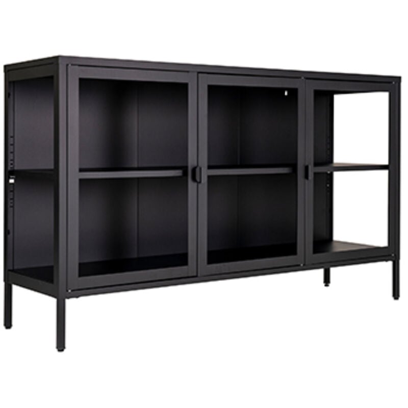 Brisbane Buffet, 3 portes vitrées, noir.