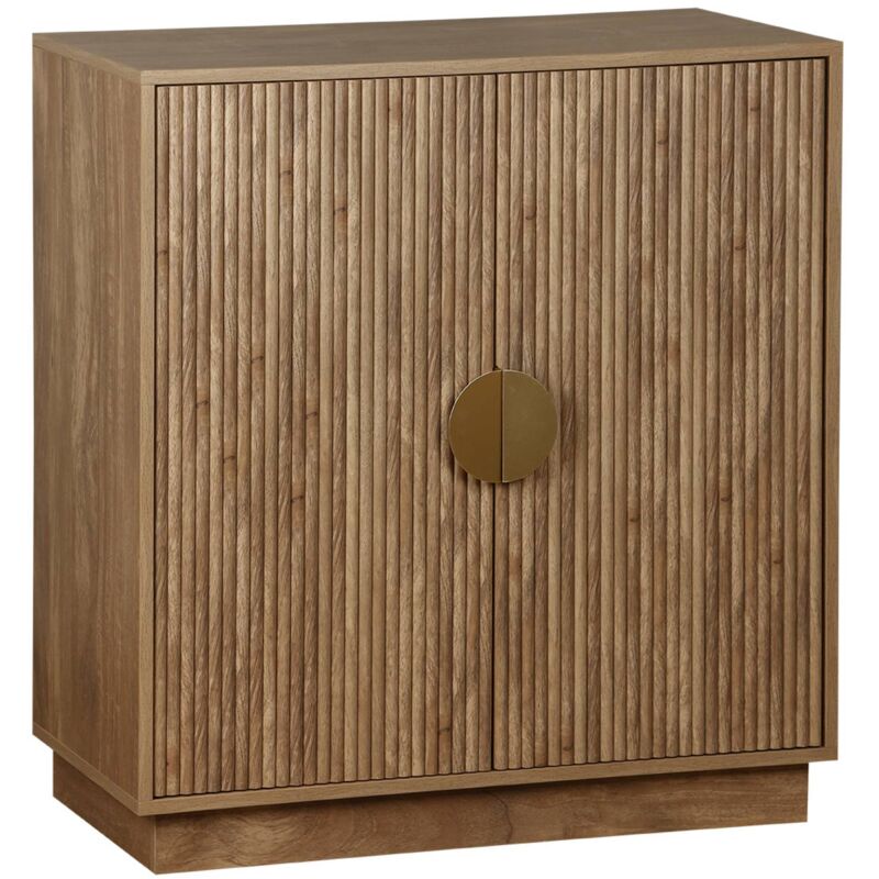 Buffet exotique 2 portes. effet bois de manguier rainuré. buffet haut. vaisselier. poignées en métal doré. L 80 x P 40 x H 85cm