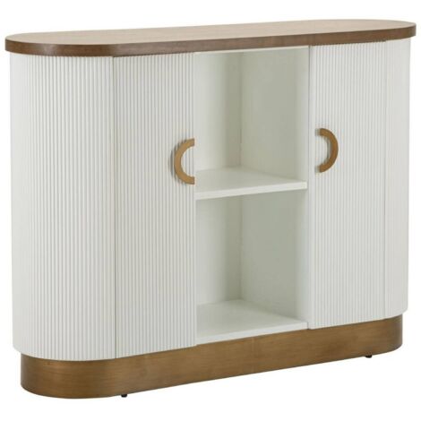 Buffet Ferrule, Bahut 3 Étagères, 6 Compartiments, 41x121x90h cm Blanc